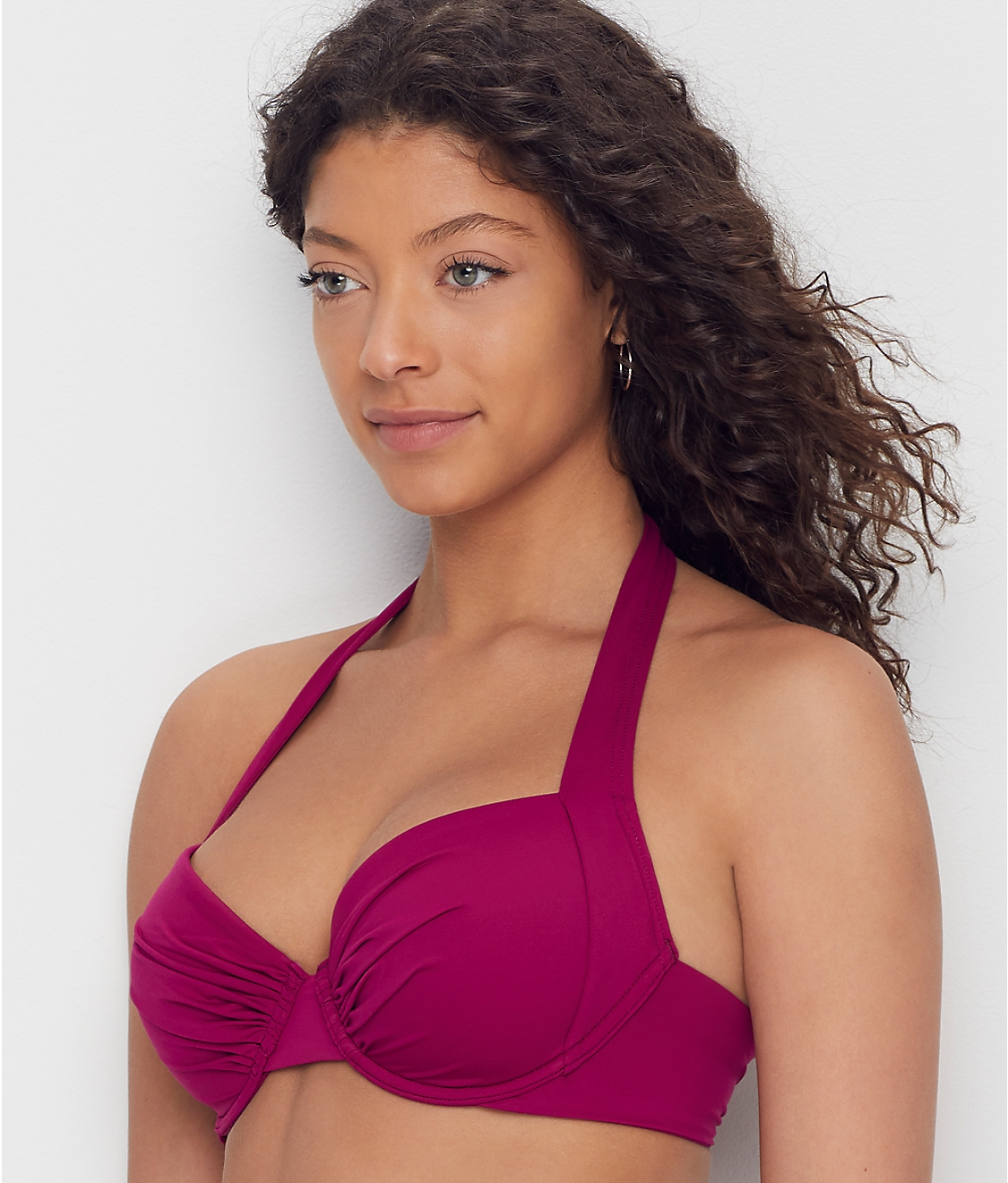 Tommy Bahama Pearl Solids Halter Bikini Swim Top  Color Cabernet Crush Size 34B