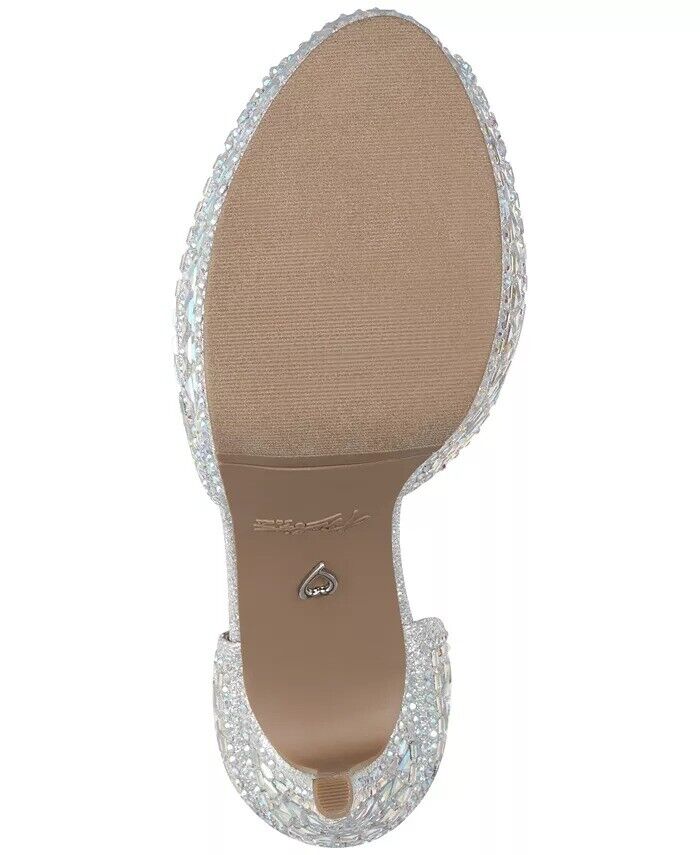 Thalia Sodi Chace Embellished Platform Pump  Color Silver Bling Size 8.5M