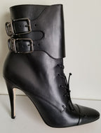 Manolo Blahnik Secunda High Heel Lace-Up Ankle Boot  Color Black Size EU 40/US 10