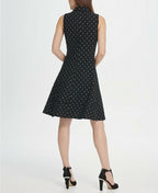 DKNY Women's Polka-Dot Button Front Shirt Dress  Color Black Size 10