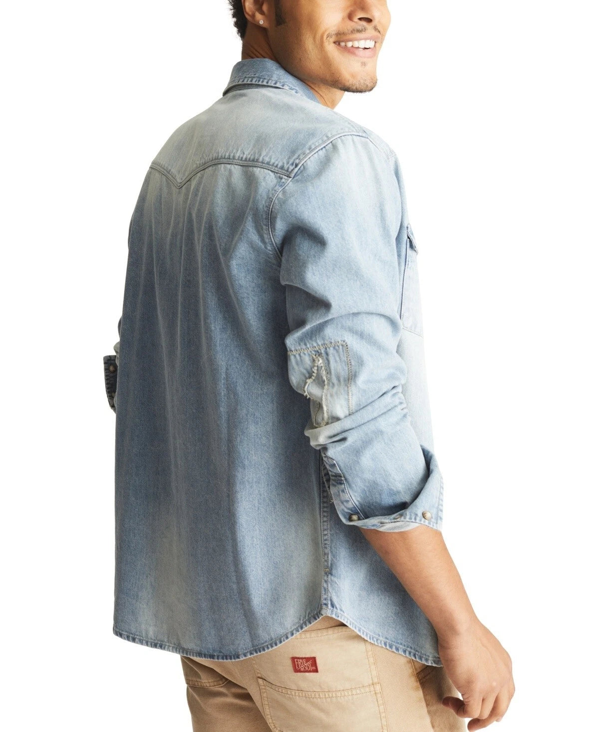 Frye Men's Western Vintage-Inspired Denim Shirt  Canyon Wash Size S