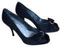 Stuart Weitzman Women's Ringbling Formal Dress Pumps  Black Satin Size 9.5