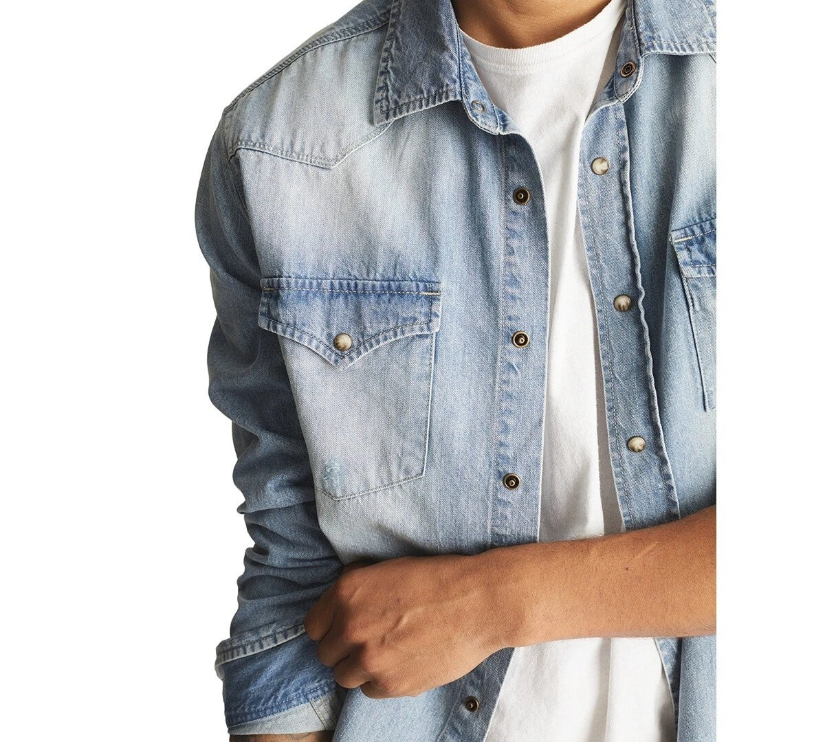 Frye Men's Western Vintage-Inspired Denim Shirt  Canyon Wash Size S