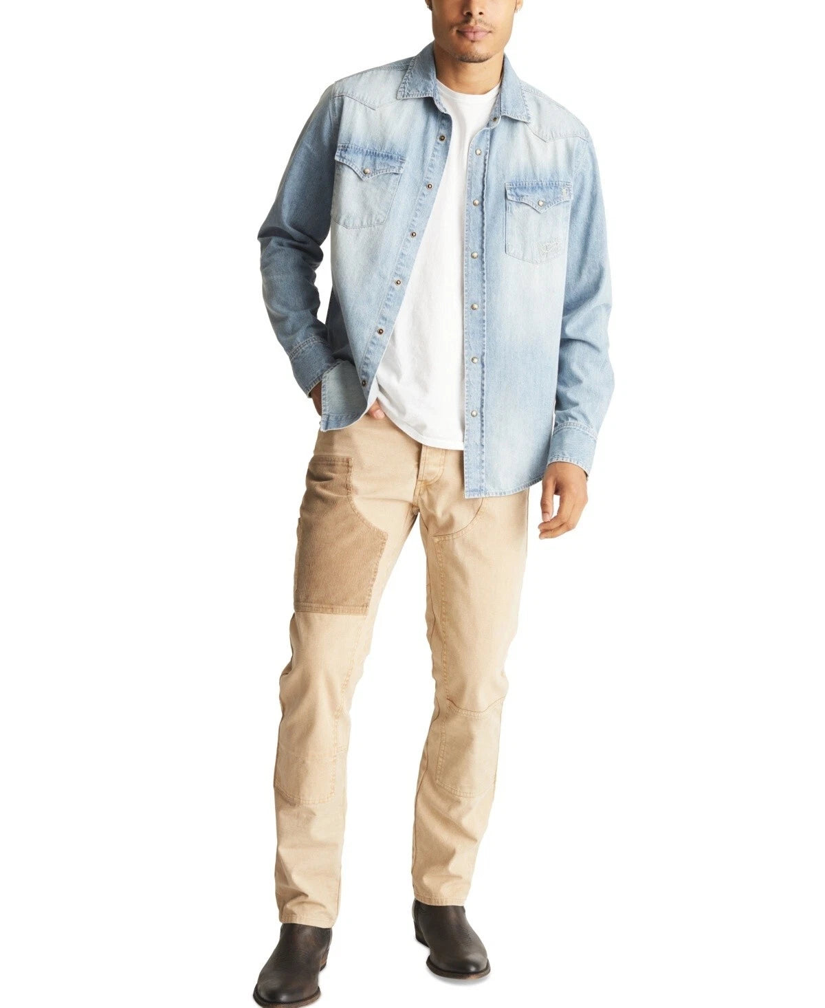 Frye Men's Western Vintage-Inspired Denim Shirt  Canyon Wash Size S