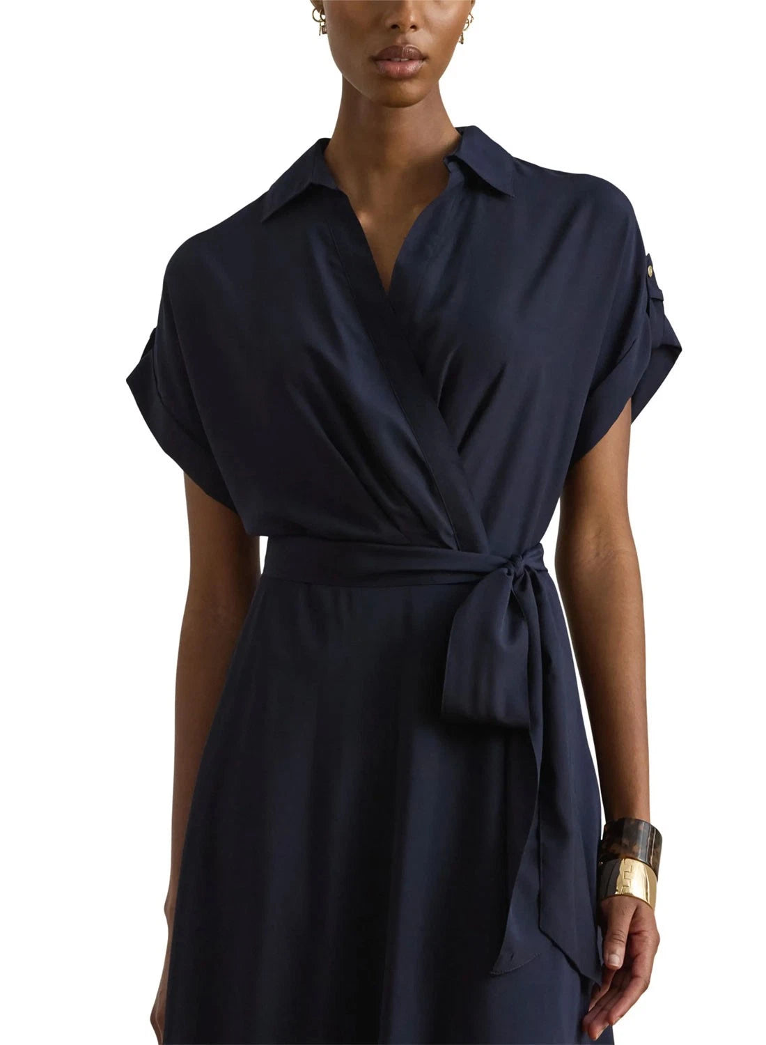 LAUREN RALPH LAUREN Women's Fratillio Short Sleeve Day Dress  Navy Size 8