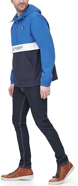 Tommy Hilfiger Men's Performance Taslan Popover Hooded Jacket  Black Size S