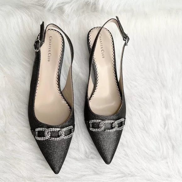 Charter Club Women's Griggs Evening Pumps  Color Pewter Metallic Size 9M
