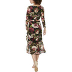 CONNECTED APPAREL Women's Floral Sheer Midi Dress  Color Black Size 10