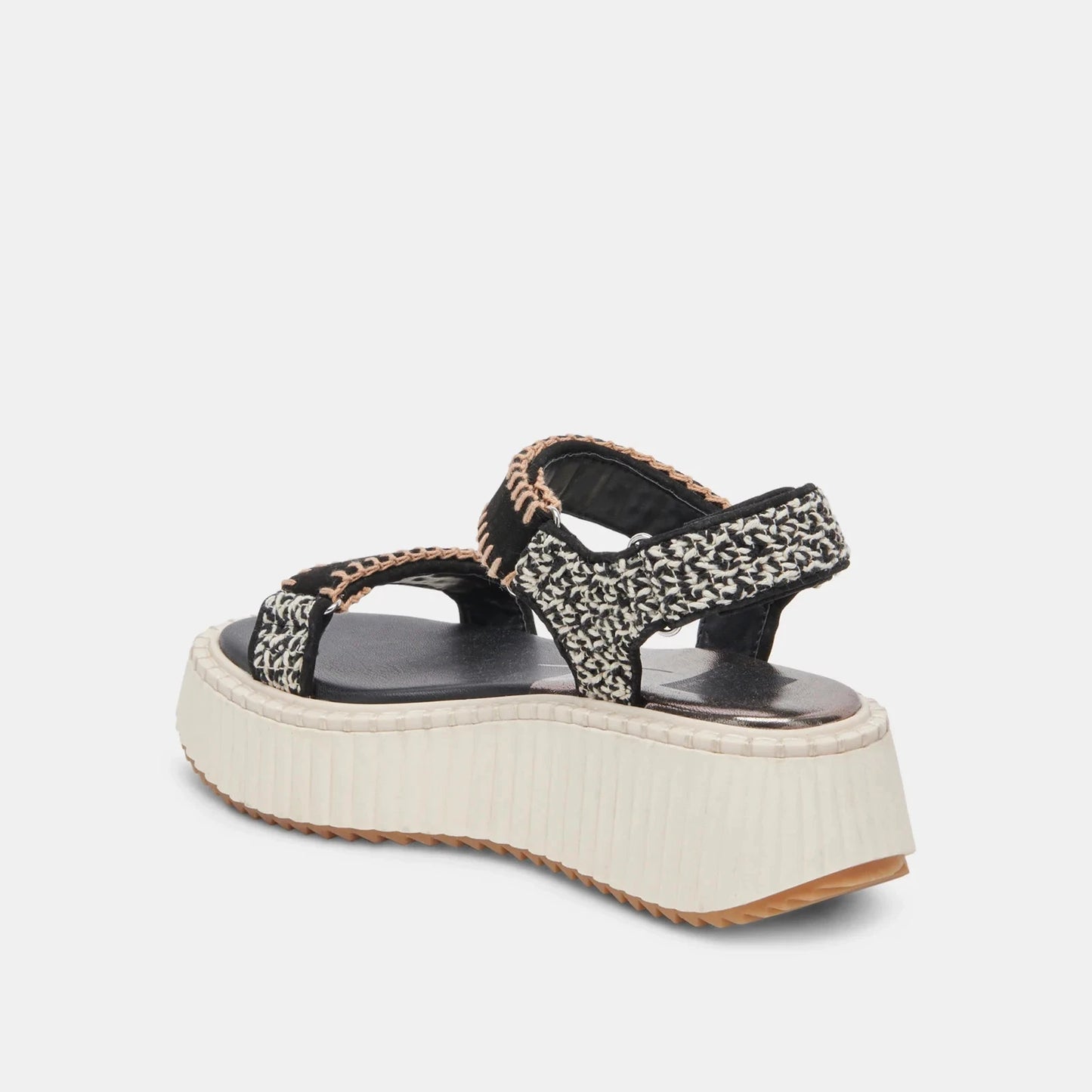 Dolce Vita Women's Debra Flatform Slingback Sandal  Black/White Multi Size 7.5