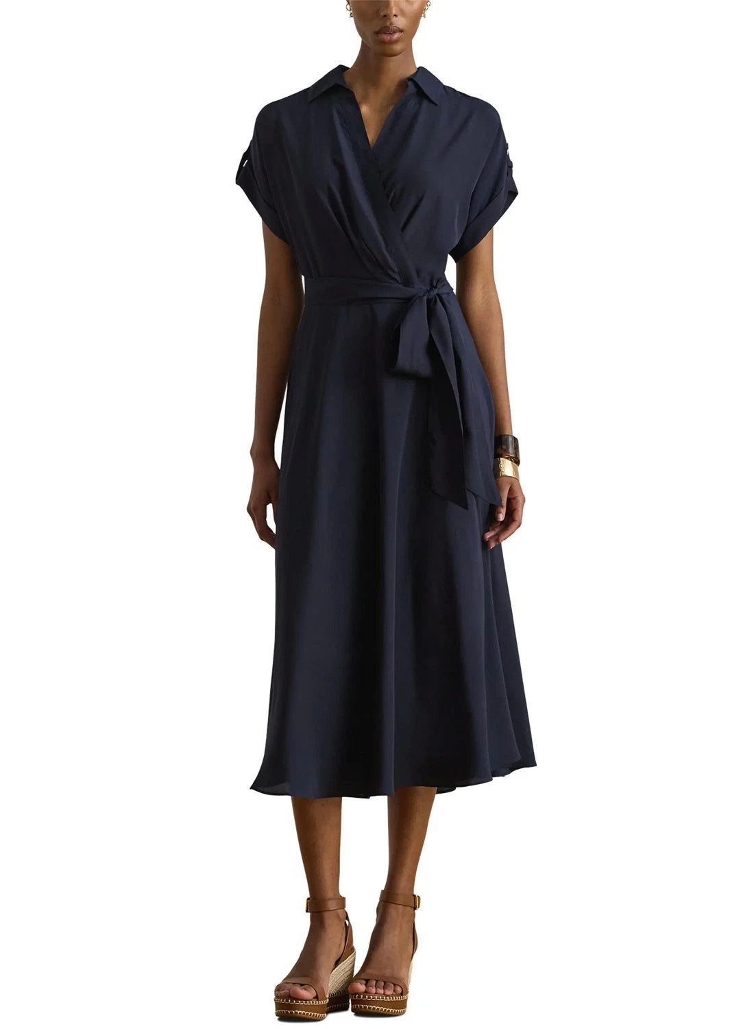 LAUREN RALPH LAUREN Women's Fratillio Short Sleeve Day Dress  Navy Size 8