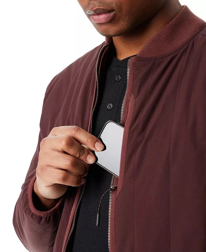 BASS OUTDOOR Men's Reversible Zip Front Liner Bomber Jacket  Rum Raisin Size M