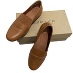 Gentle Souls by Kenneth Cole Women's Eugene Ruffle Leather Closed Toe Slide  Color Cognac Size 10M