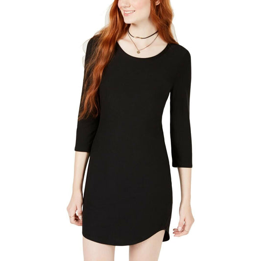 Ultra Flirt Women's Floral Scoop Neck Casual Dress  Color Black Size M
