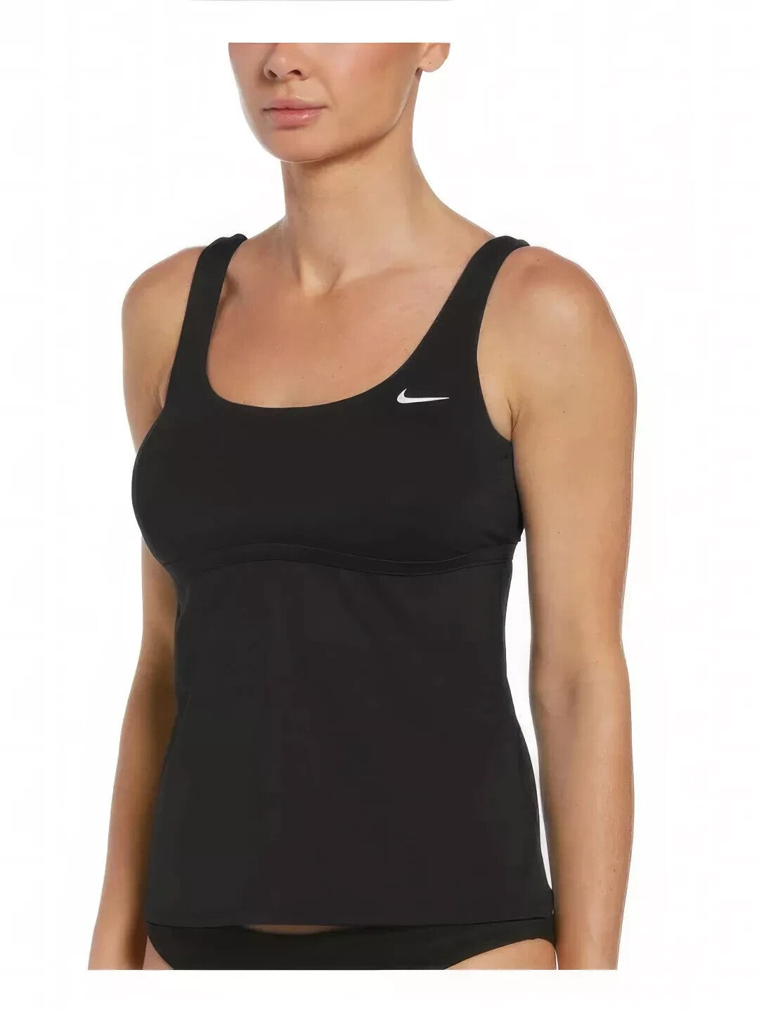 NIKE Stretch Scoop Neck Tankini Top  Black Size M