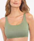 Salt Cove Juniors Ribbed Shirred Halter Bikini Top  Color Olive Green Size S