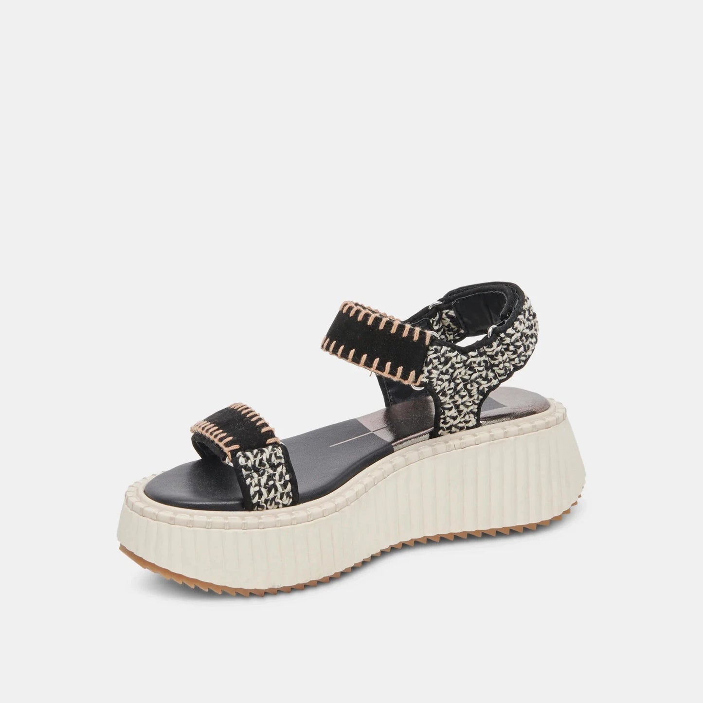 Dolce Vita Women's Debra Flatform Slingback Sandal  Black/White Multi Size 7.5