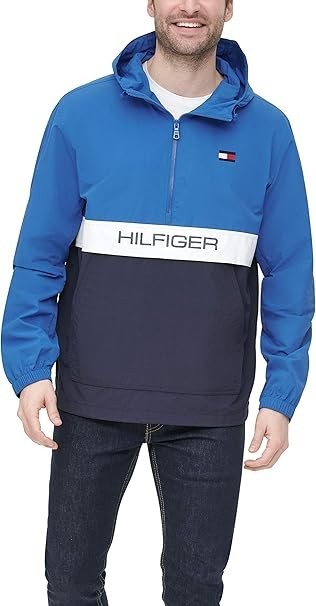 Tommy Hilfiger Men's Performance Taslan Popover Hooded Jacket  Black Size S