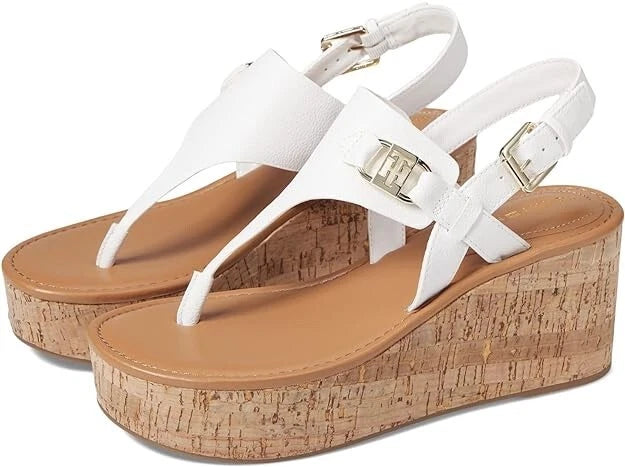 Tommy Hilfiger Women's Vani Wedge Sandal  White Size 8.5