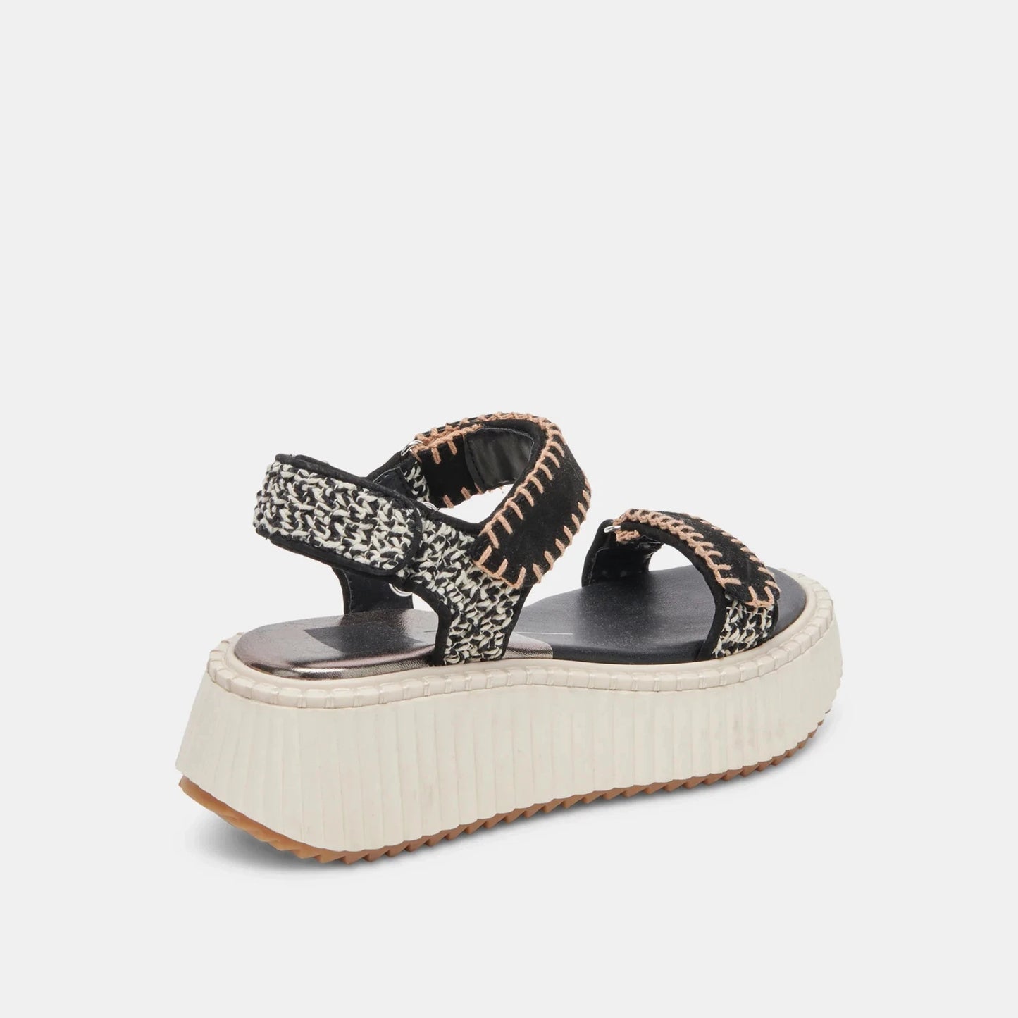 Dolce Vita Women's Debra Flatform Slingback Sandal  Black/White Multi Size 7.5