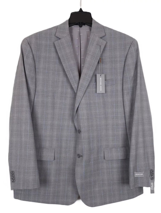 Michael Kors Men's Classic-Fit Wool-Blend Suit Jacket   Color Grey Plaid Size 46S