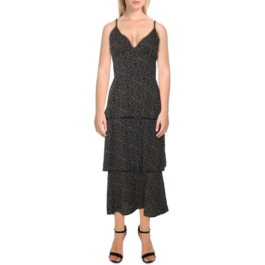 Aqua  Womens Tiered Calf Summer Midi Dress  Color Black Size M