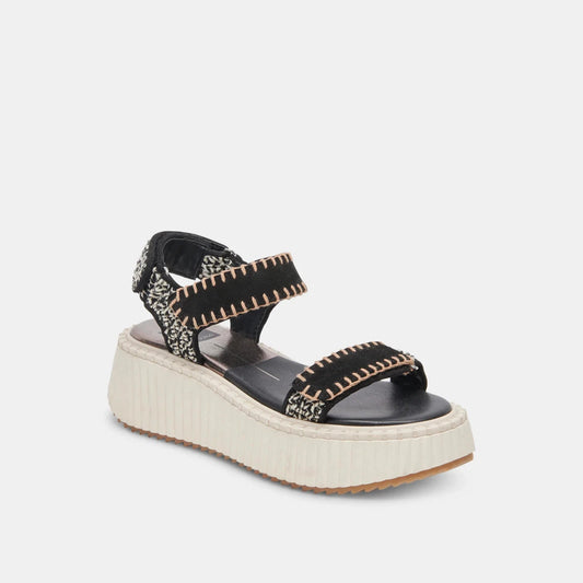 Dolce Vita Women's Debra Flatform Slingback Sandal  Black/White Multi Size 7.5