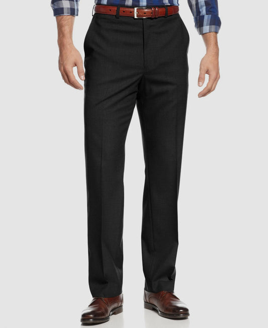 Michael Kors Men's Flat-Front Dress Pants  Black 38Wx30L