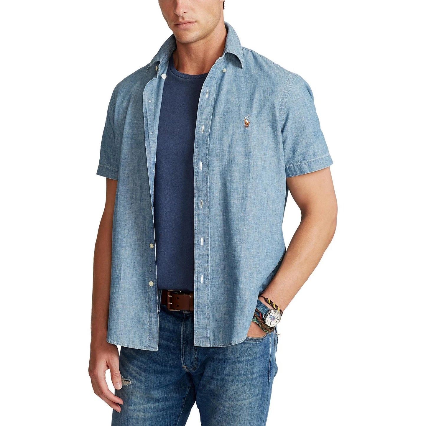 Polo Ralph Lauren Men's Slim-Fit Chambray Shirt  Medium Indigo Size 2XL