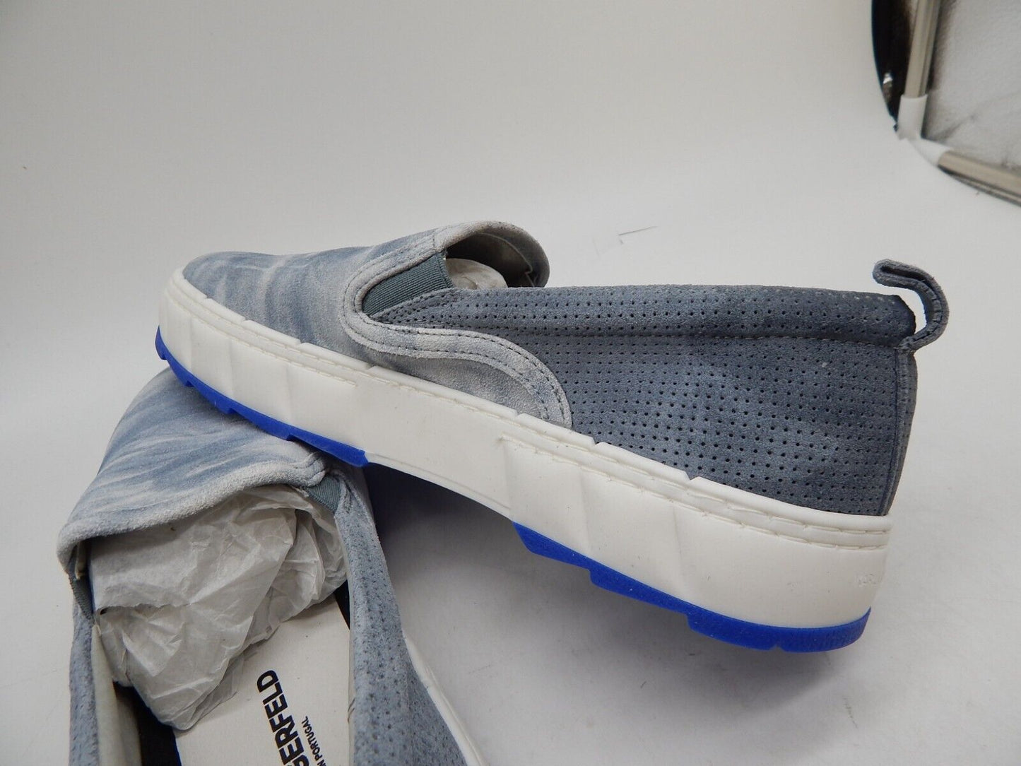 Karl Lagerfeld Paris Men's Tie-Dye Slip-On Sneakers  Color Blue Leather Size 12M