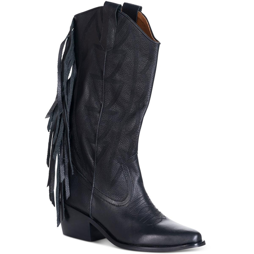 SILVIA COBOS Women's Flirter Fringe Western Booties  Color Black Size 10M