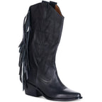 SILVIA COBOS Women's Flirter Fringe Western Booties  Color Black Size 10M