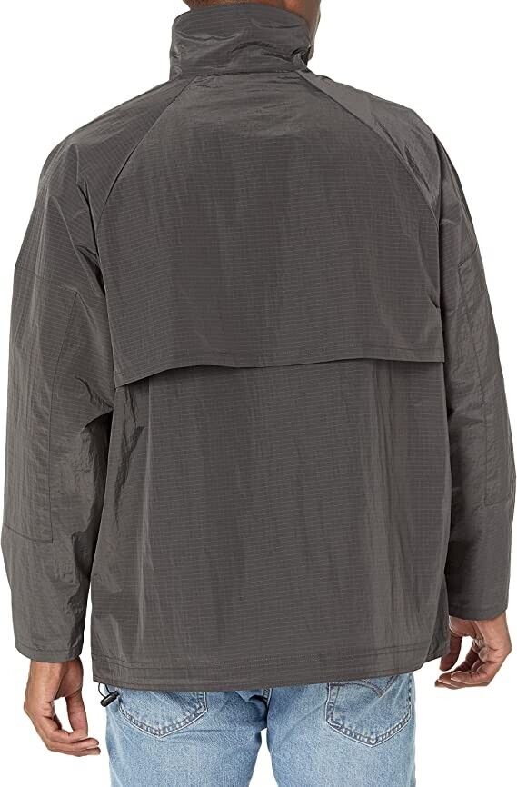 Calvin Klein Men's Relaxed Fit Box Logo Popover Rain Jacket  Color Black Beauty Size XL