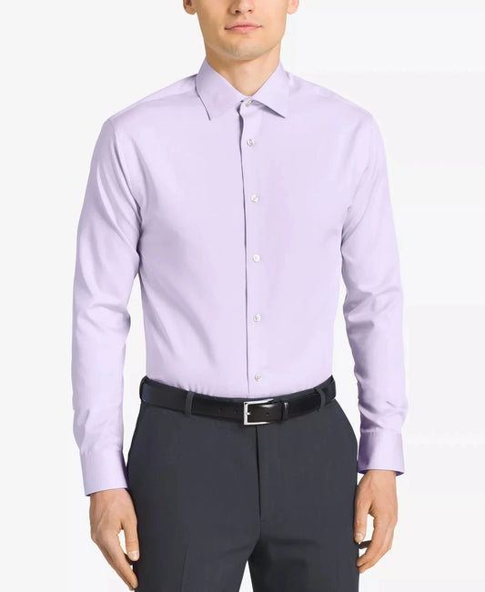 Calvin Klein STEEL Men's Classic Fit Non-Iron Dress Shirt   Lilac 16 34/35
