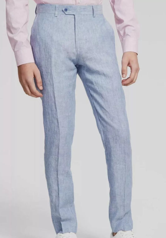 Bar III Men's Slim-Fit Textured Linen Dress Suit Pants  Color Light Blue W32xL30
