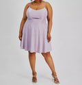 City Studios Plus Size Trendy Cutout Metallic Skater Dress  Purple Size 16W