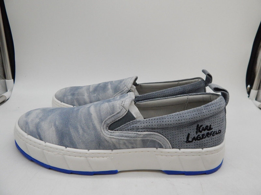 KARL LAGERFELD PARIS Men's Tie-Dye Slip-On Sneakers  Blue Leather Size 12M