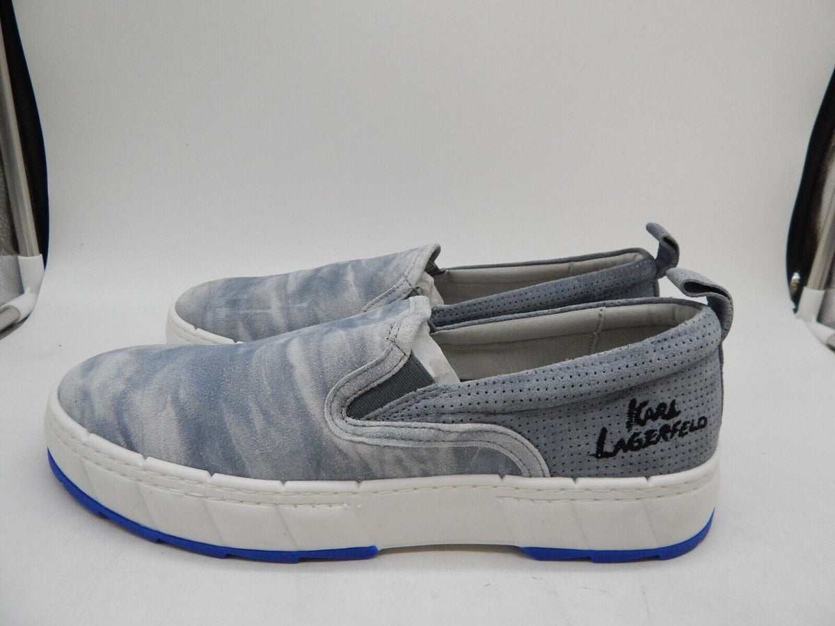 KARL LAGERFELD PARIS Men's Tie-Dye Slip-On Sneakers  Blue Leather Size 12M
