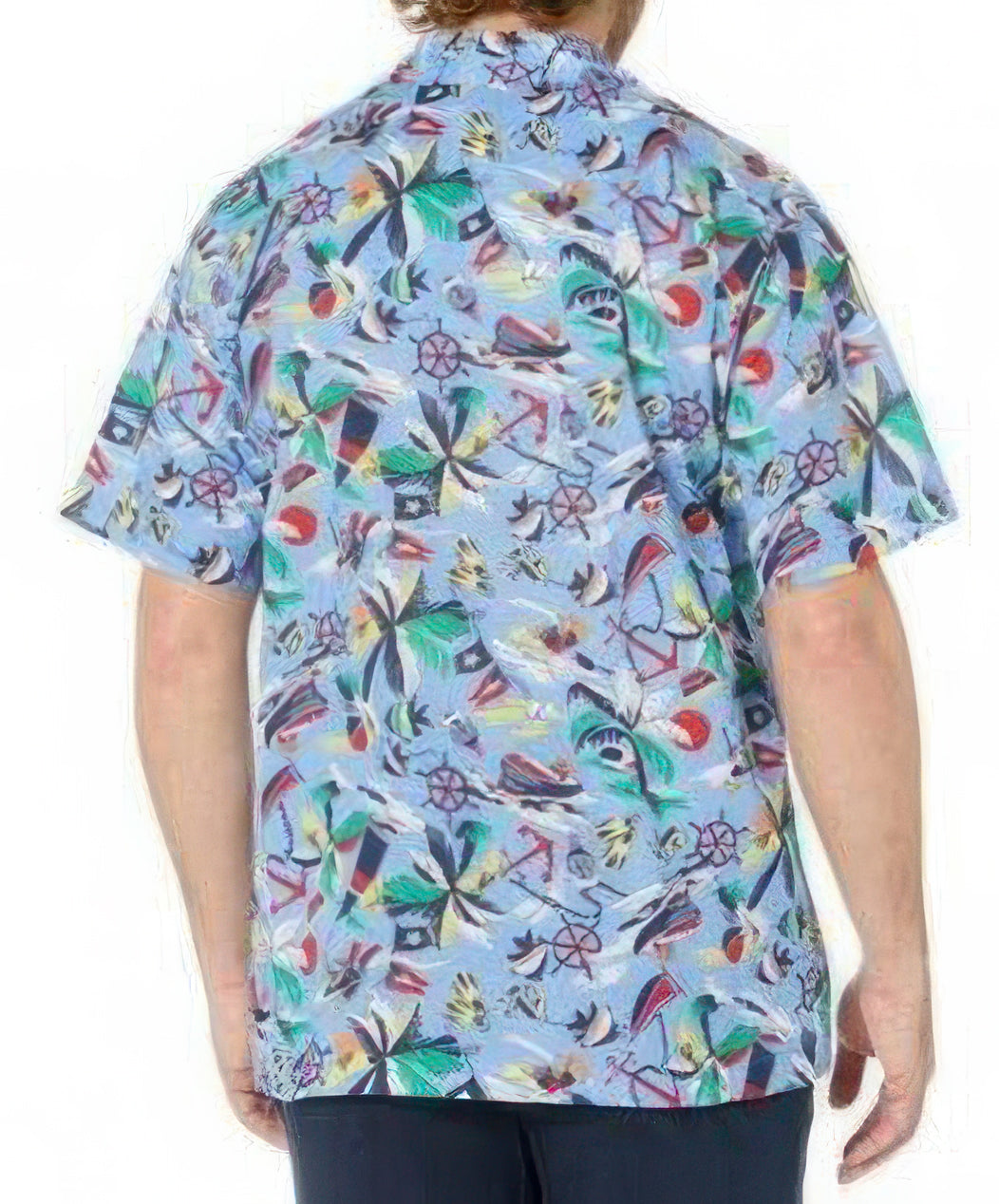 Polo Ralph Lauren Men's Woven Beach Print Pajama Shirt  Color Nautical Bearwaiian Size L