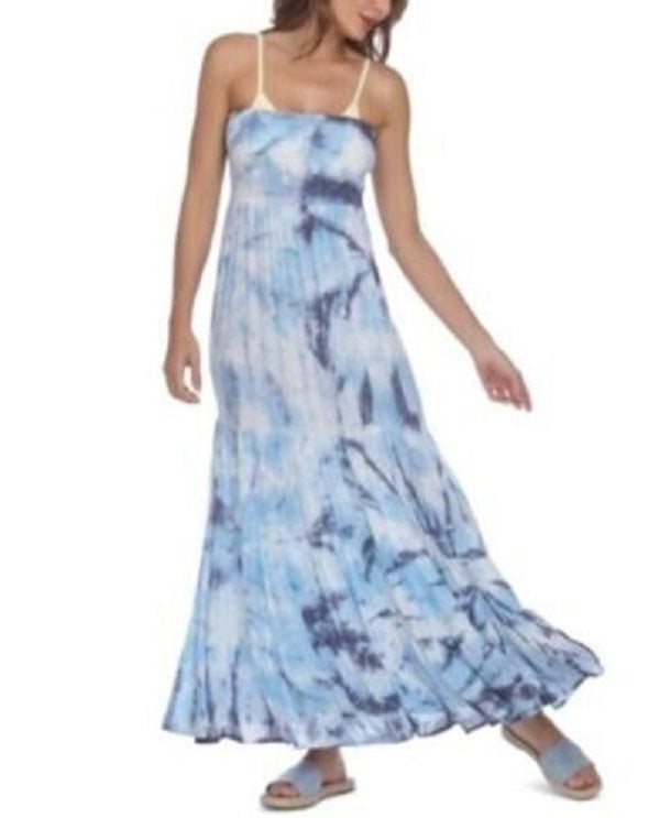 Raviya Tie-Dye Strapless Maxi Cover-Up  Color Sky Tie Dye Size L