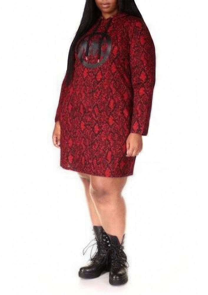 Michael Kors Women's Plus Logo Printed Hoodie Dress  Color Crimson Size 1X