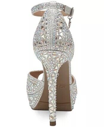 Thalia Sodi Chace Embellished Platform Pump  Color Silver Bling Size 8.5M
