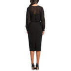 Dress The Population Women's Sheer Bodycon Dress  Black Size 2XS