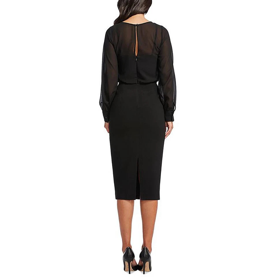 Dress The Population Women's Sheer Bodycon Dress  Black Size 2XS