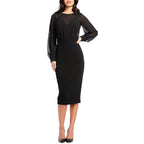 Dress The Population Women's Sheer Bodycon Dress  Black Size 2XS