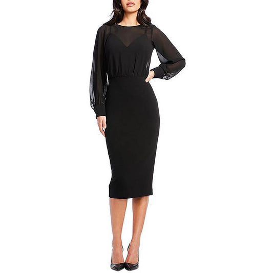 Dress The Population Women's Sheer Bodycon Dress  Black Size 2XS