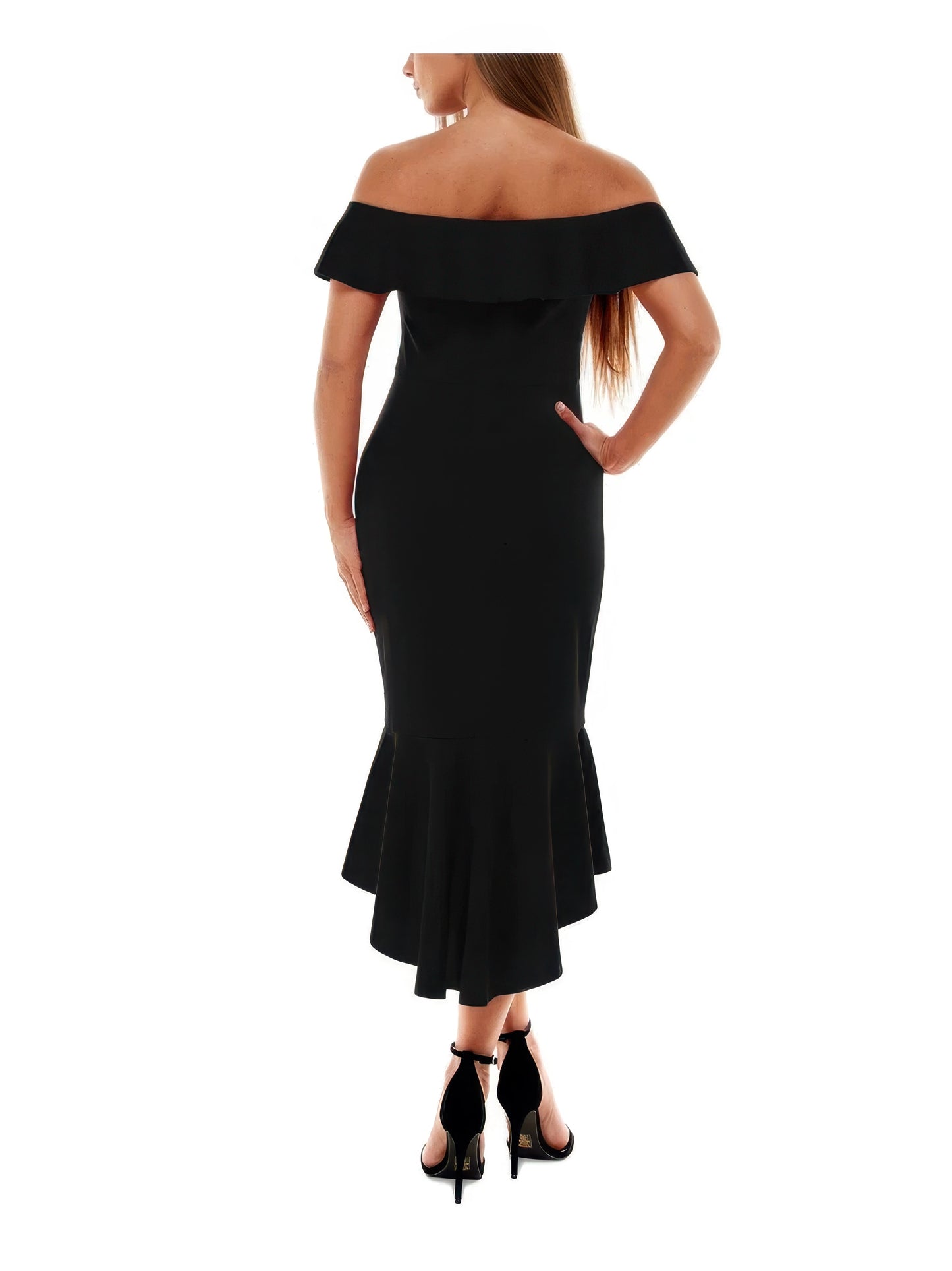 Emerald Sundae Juniors Off-The-Shoulder Mermaid Dress  Black Size S