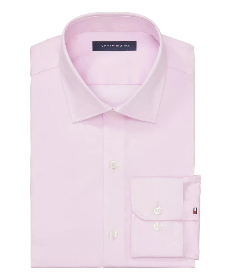 Tommy Hilfiger Men's Slim-Fit THFlex Dress Shirt Light Pink 16.5 32/33