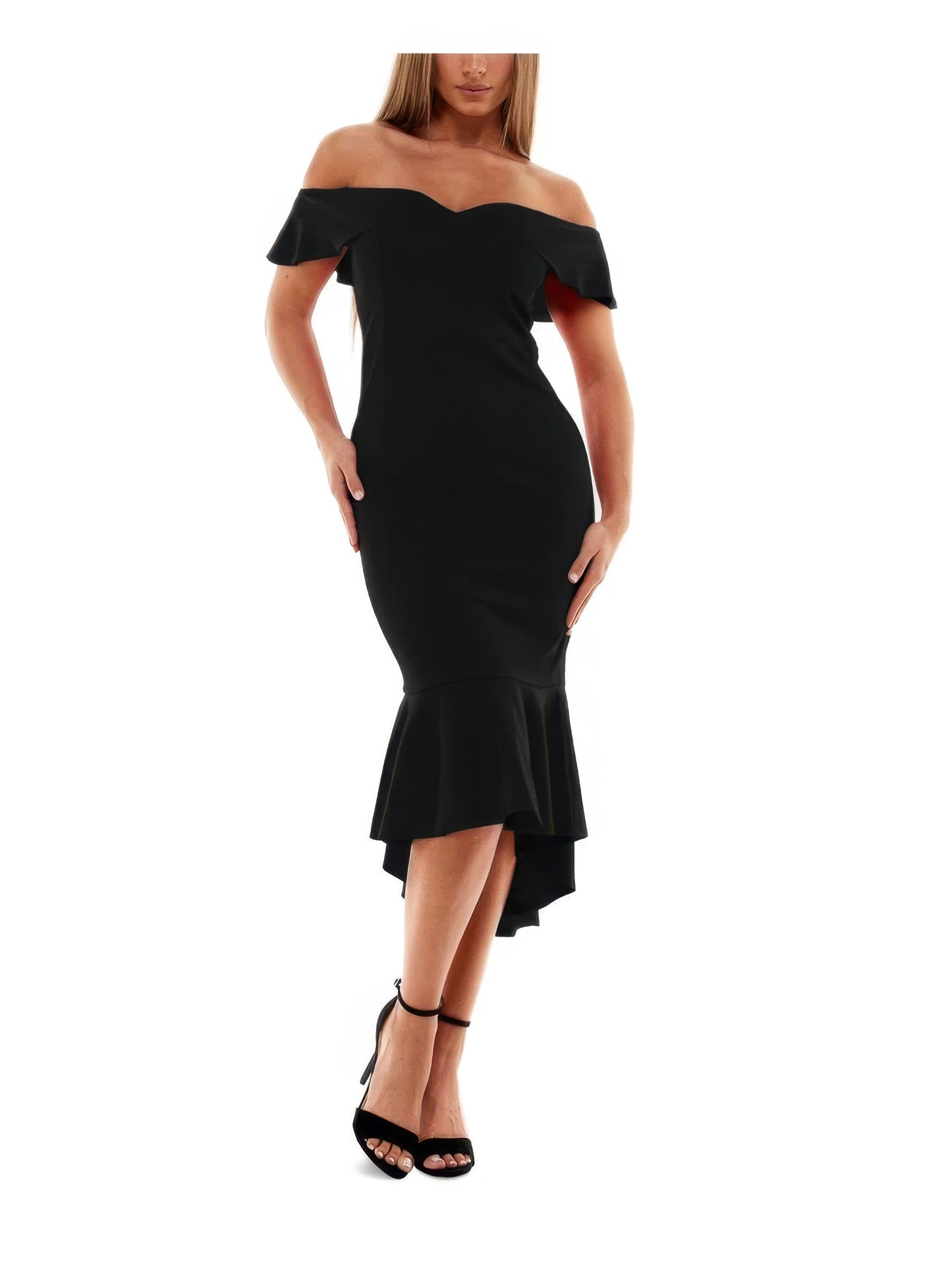 Emerald Sundae Juniors Off-The-Shoulder Mermaid Dress  Black Size S