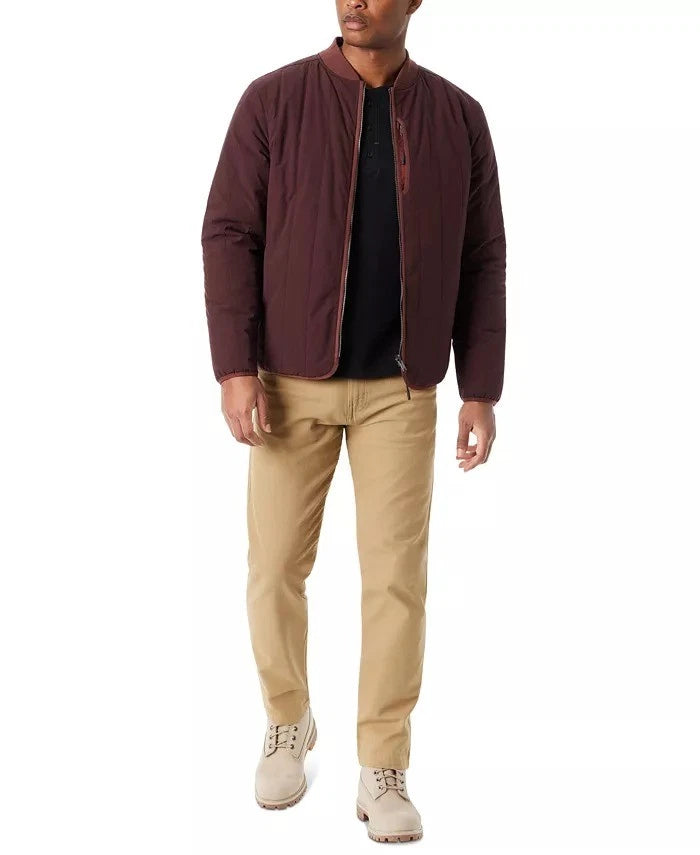 BASS OUTDOOR Men's Reversible Zip Front Liner Bomber Jacket  Rum Raisin Size M