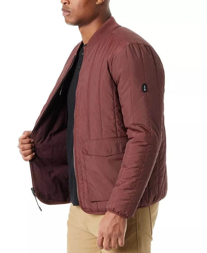 BASS OUTDOOR Men's Reversible Zip Front Liner Bomber Jacket  Rum Raisin Size M